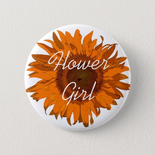 Orange Sunflower Flower Girl Button
