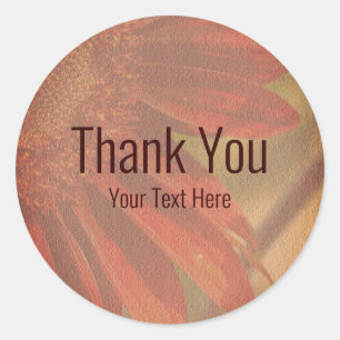 Orange Sunflower Flower Thank You Personalized Classic Round Sticker