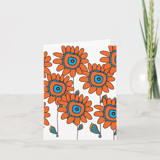 Orange Sunflower III by Cynthia Turner Designs Card (Front)