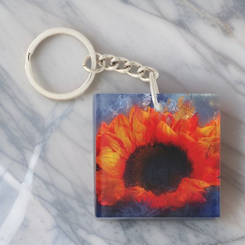 Orange Sunflower Keychain