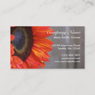 Orange Sunflower Photograph Custom Business Card