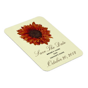 Orange Sunflower Save The Date Magnet