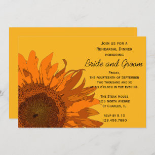 Orange Sunflower Wedding Rehearsal Dinner Invitation
