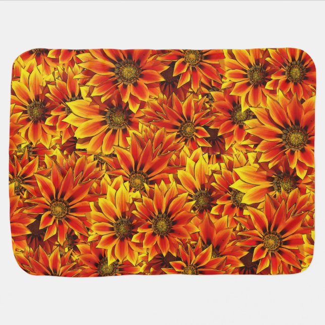Orange Sunflowers Baby Blanket (Horizontal)