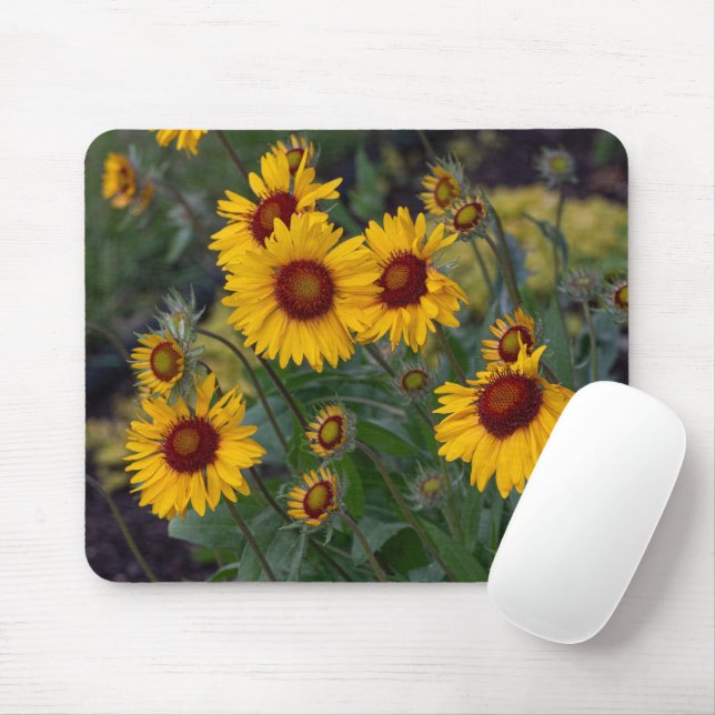 Orange Sunflowers, Bright Floral Photography Mouse Pad (With Mouse)