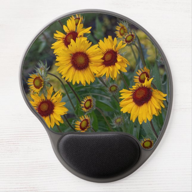 Orange Sunflowers, Bright Garden Photography Gel Mouse Pad (Front)