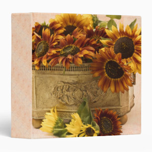 Orange Sunflowers In Tin Basket 3 Ring Binder