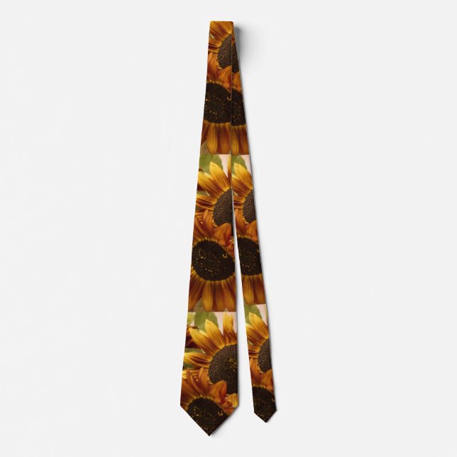 Orange Sunflowers In Tin Basket Neck Tie (Front)