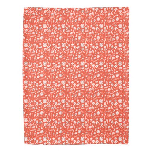 Orange Sunny Summer Blooming Flowers Duvet Cover