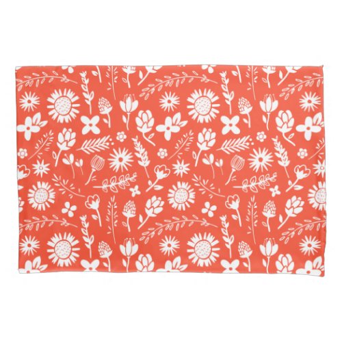 Orange Sunny Summer Blooming Flowers Pillow Case