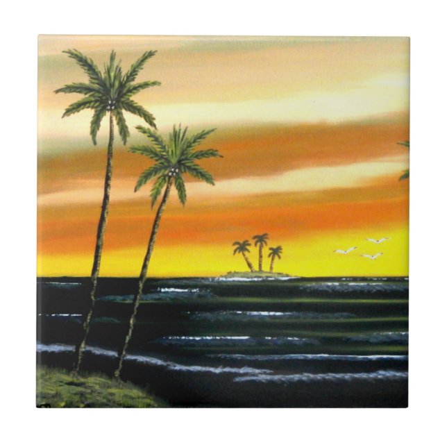 Orange Sunrise Ceramic Tile (Front)