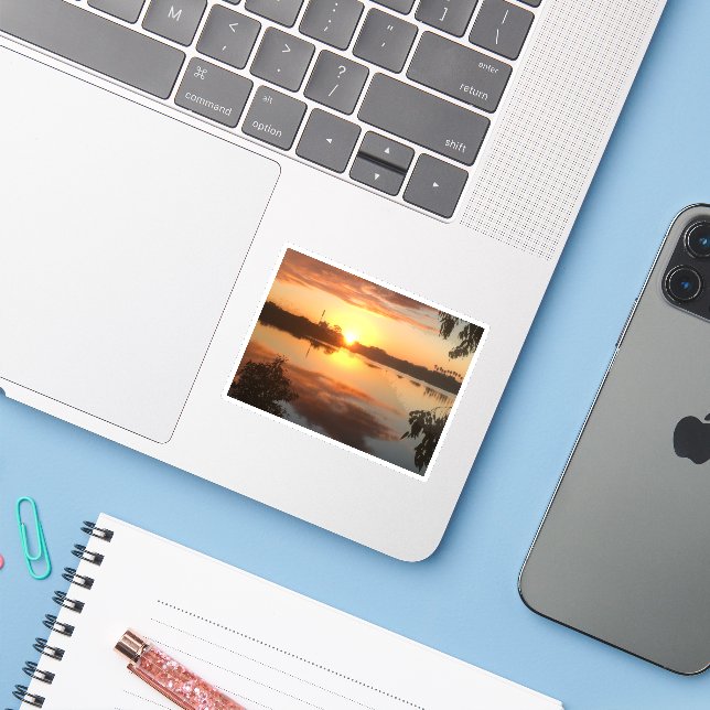 Orange Sunrise Sticker (Laptop w/ iPhone)