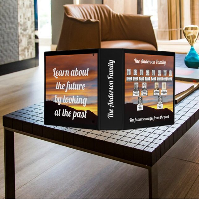 Orange Sunset 3 Generations Family Tree Quotes Ring Binder (Creator Uploaded)