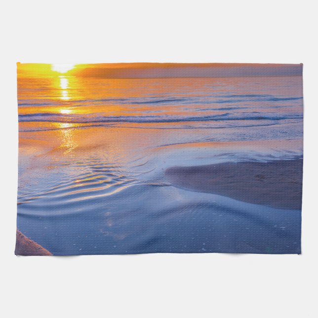 Orange sunset at sea kitchen towel (Horizontal)