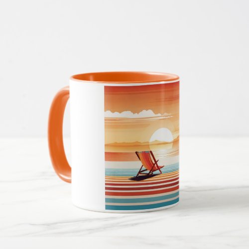 Orange Sunset Beach Mug _ Vibrant Coastal Design