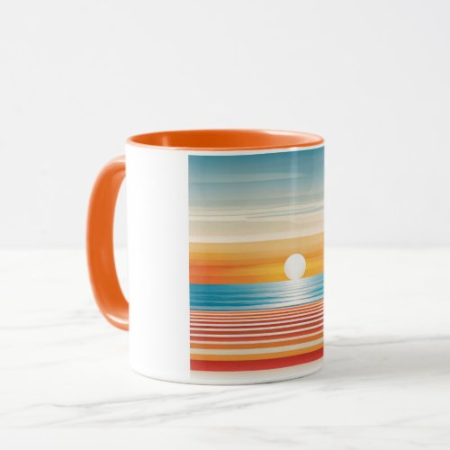 Orange Sunset Beach Mug _ Vibrant Coastal Design