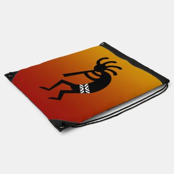 Orange Sunset Dancing Kokopelli Southwest Design Drawstring Bag by macdesigns2 at Zazzle