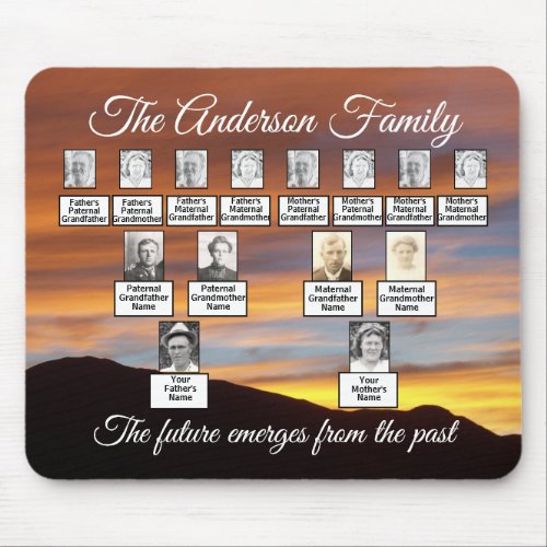 Orange Sunset Family Tree Quote Future from Past  Mouse Pad