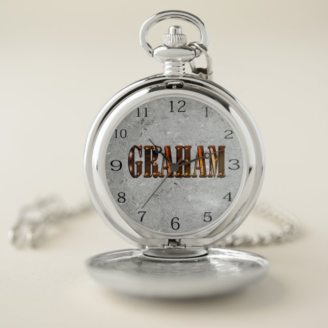 Orange Sunset Graham Name,  Pocket Watch (Inside)