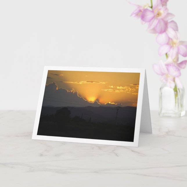 Orange Sunset in Valencia Spain Card (Orchid)
