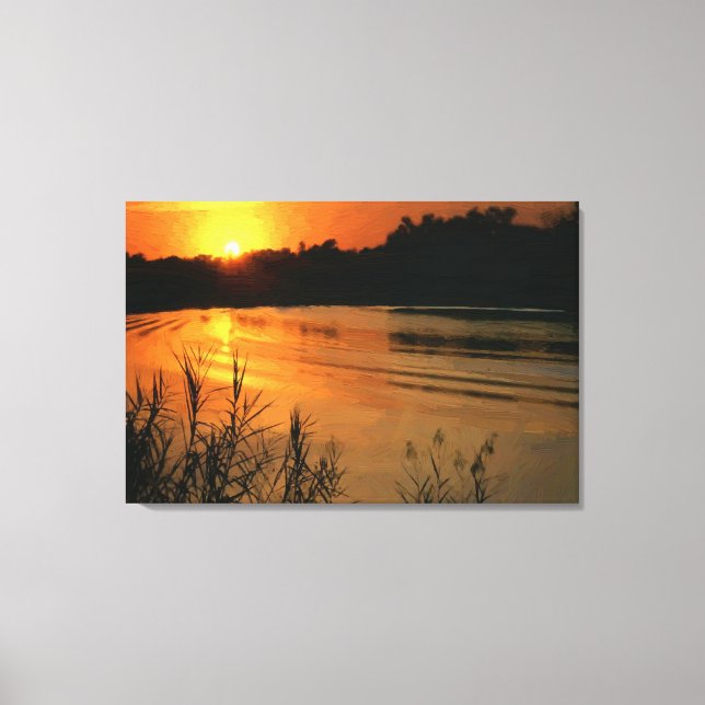 Orange SunSet Oil Painting Print Wrapped (Front)