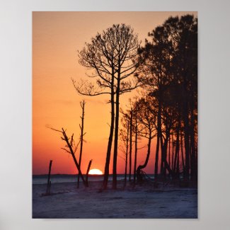 Orange Sunset on Dauphin Island, Alabama Poster