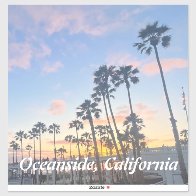 Orange Sunset on Oceanside California Beach Sticker (Sheet)
