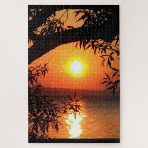 ORANGE SUNSET ON THE FINGER LAKES puzzle