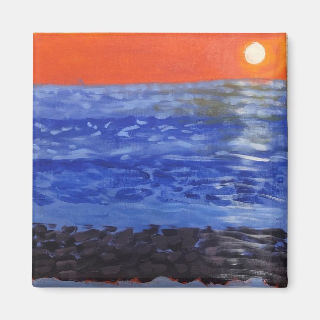 orange sunset on the water magnet (Front)