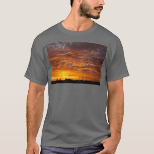 Orange Sunset Over Kansas Train Track T-Shirt