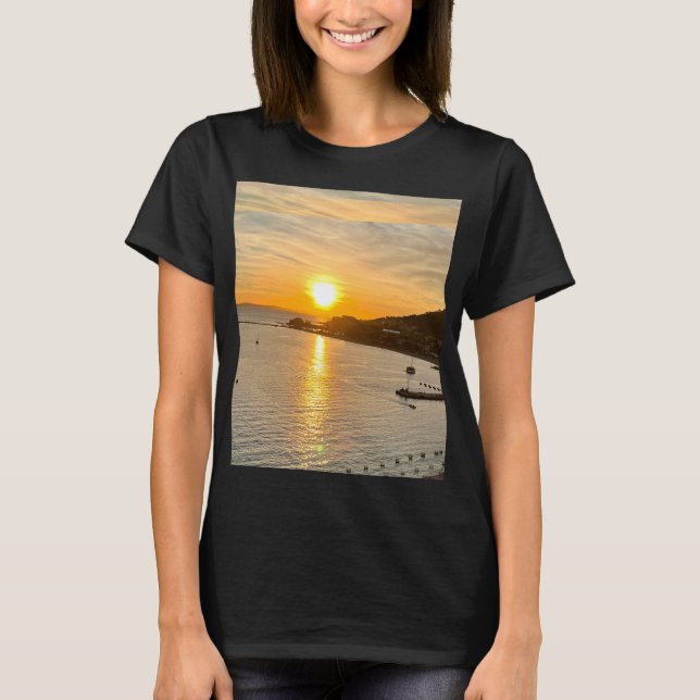 Orange Sunset over Mountain and Seas T-Shirt (Front)