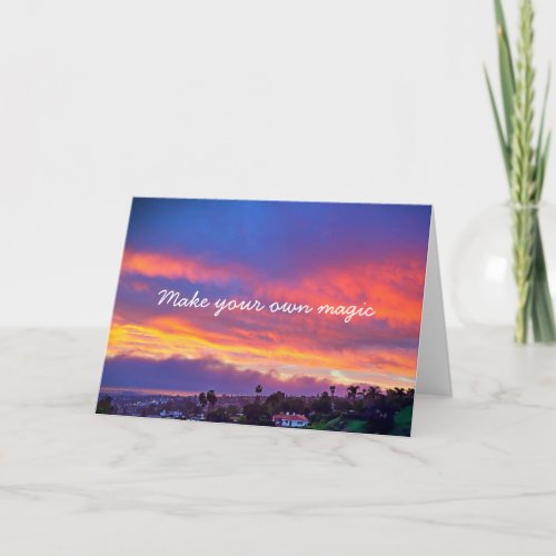 Orange Sunset Photo Make Your Own Magic Script Card