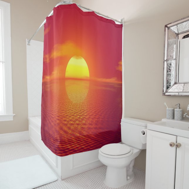 Orange Sunset Shower Curtain (In Situ)