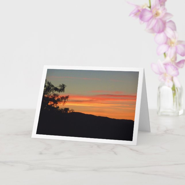 Orange Sunset Silhouette Landscape Card (Orchid)