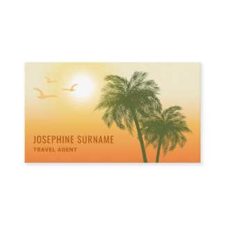 Orange Sunset Tropical Palm Trees Travel Agent Business Card
