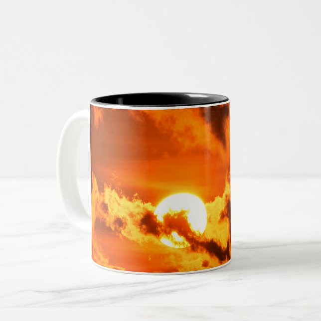 Orange Sunset Two-Tone Coffee Mug (Front Left)
