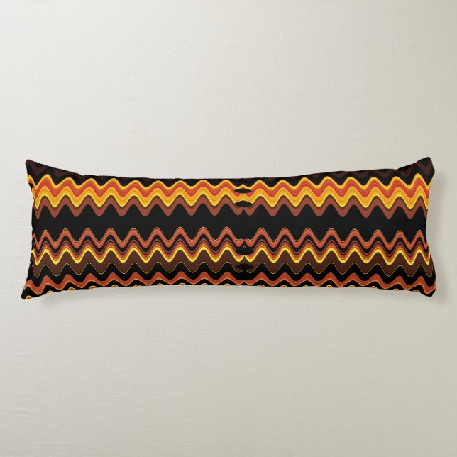 ORANGE SUNSET WAVES BODY PILLOW (Front)