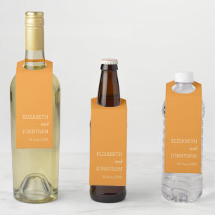 Orange Sunset Wedding Bottle Hanger Tag