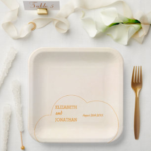 Orange Sunset Wedding Paper Plates