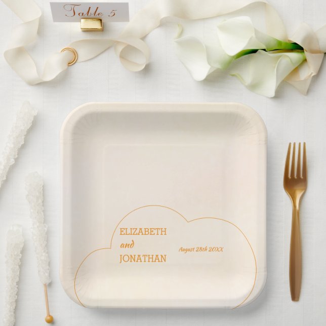 Orange Sunset Wedding Paper Plates (Wedding)