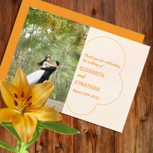 Orange Sunset Wedding Thank You Card