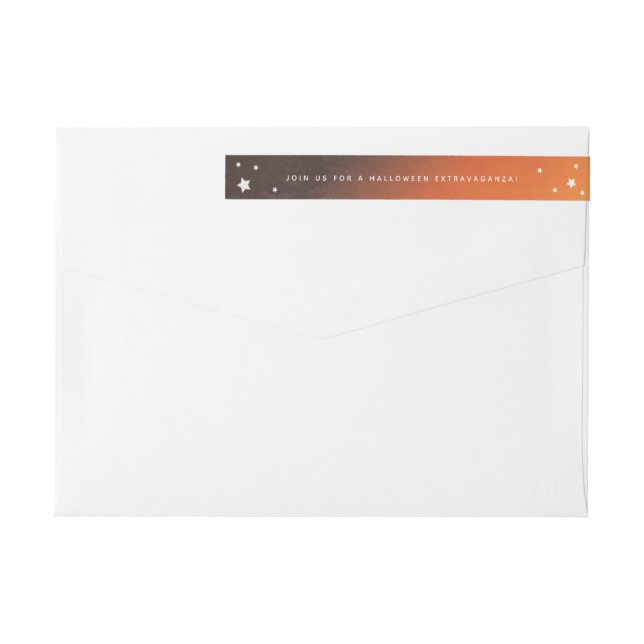 Orange Sunset+White Stars Wraparound Address Label (Back)