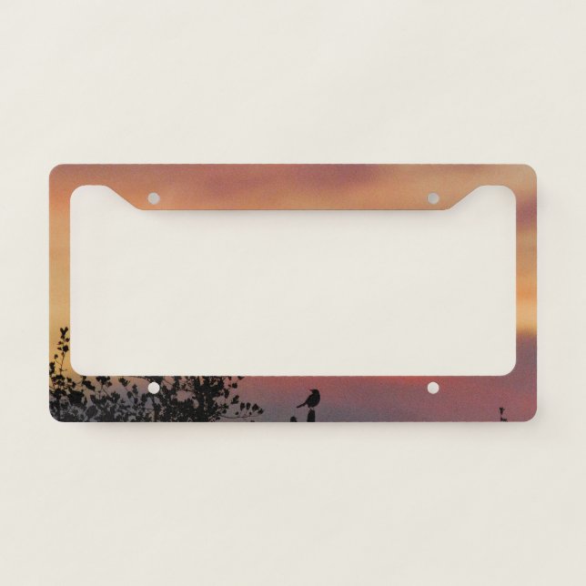 Orange Sunset with a Bird License Plate Frame (Front)