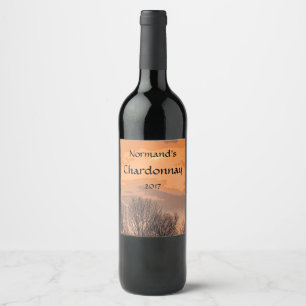 Orange Sunset with Trees Wine Label
