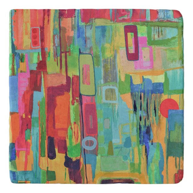 Orange Sunshine Marble Trivet (Front)