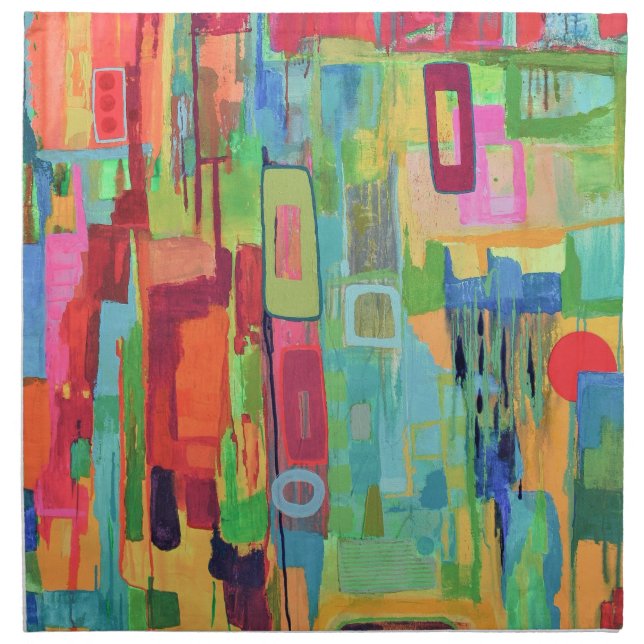 Orange Sunshine Set of 4 Dinner Napkins (Front)