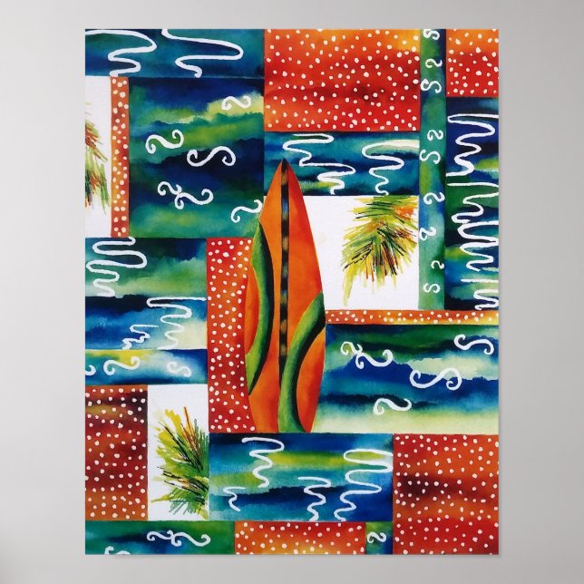 Orange Surfboard Poster (Front)