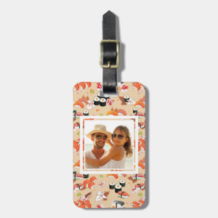 Orange Sushi Pattern Add Your Photo Luggage Tag