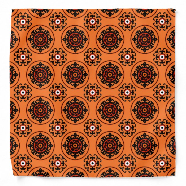 Orange Suzani Pattern Bandana (Front)