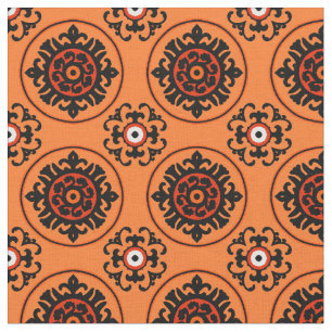 Orange Suzani Pattern Fabric